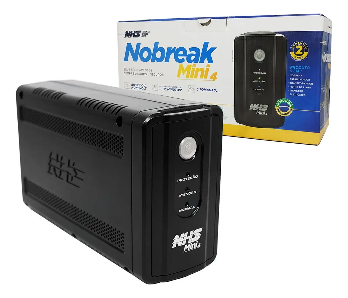 Nobreak NHS Mini 4 800VA vista frontal