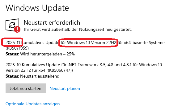 Windows 10 22H2 Update KB5071959