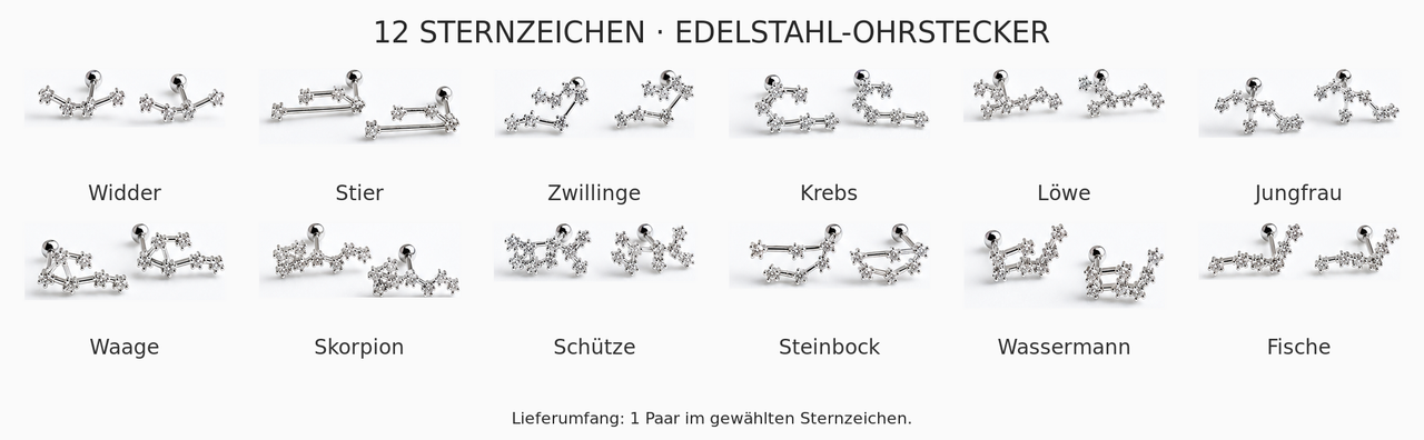 Alle 12 Sternzeichen zur Auswahl