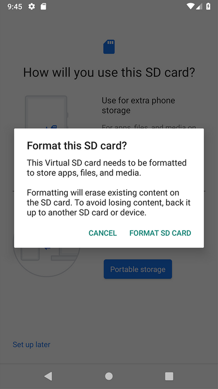 استخدم بطاقة SD كوحدة تخزين داخلية