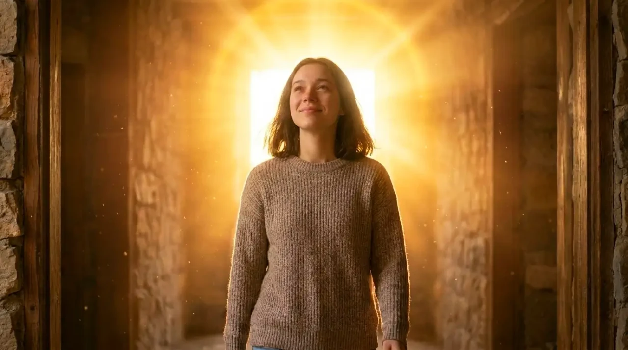 camino con luz al final simbolizando esperanza después de la tristeza y acompañamiento de Dios