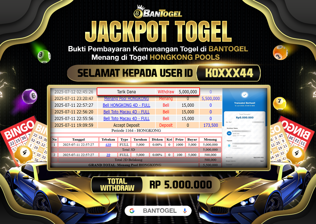 BUKTI JACKPOT LUNAS BANTOGEL