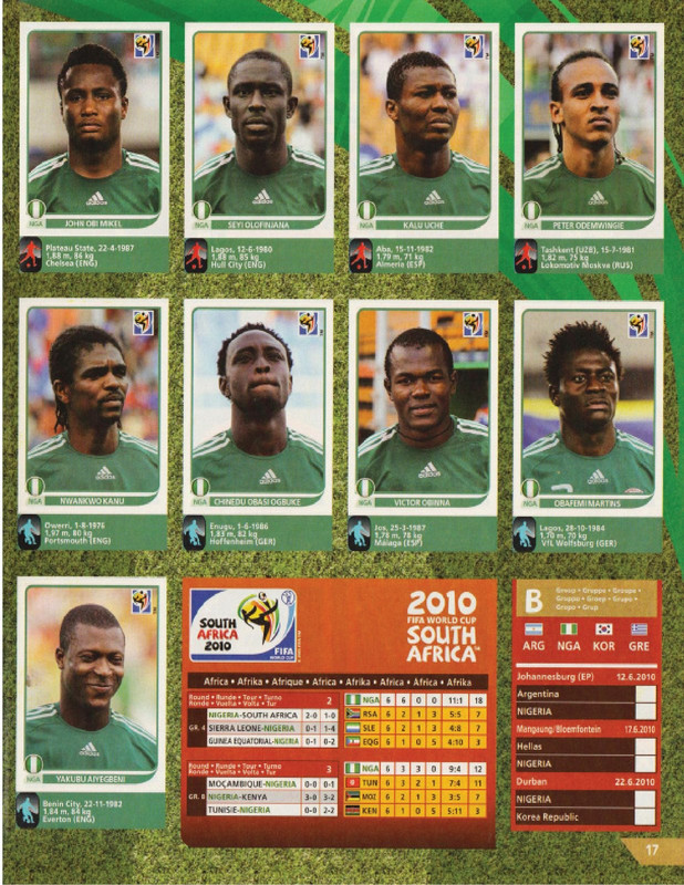 Album Panini Sudáfrica 2010-17