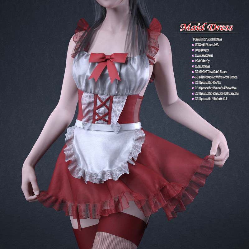 dForce Maid Dress and pose for Genesis 8 and 8.1Females