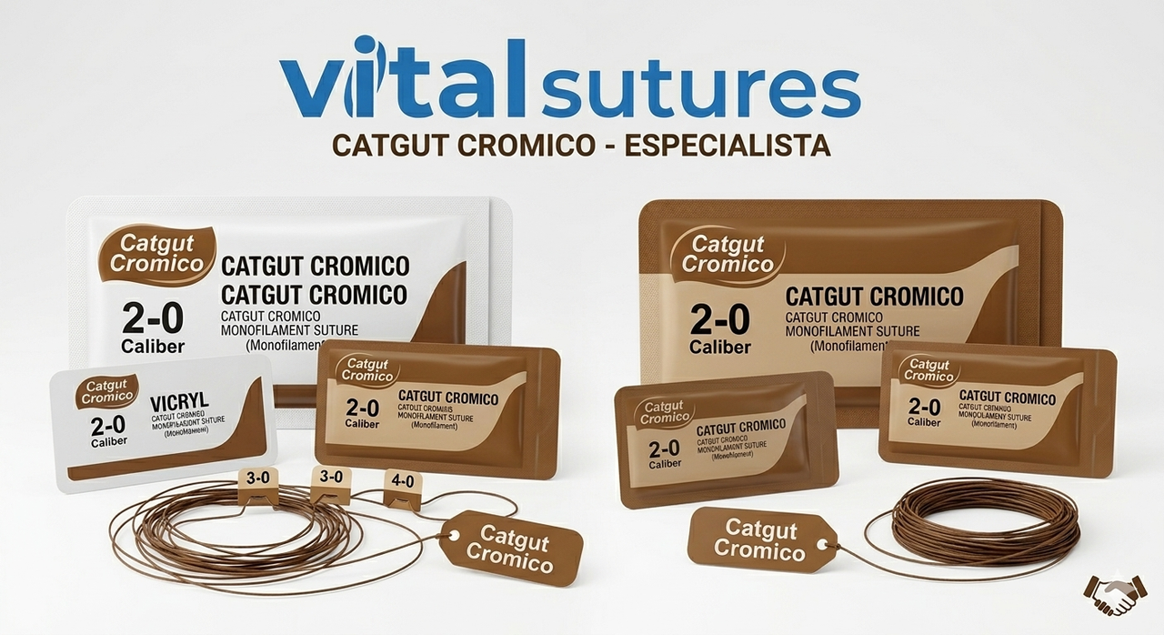Caja de sutura Catgut Crómico Vital Sutures calibres disponibles