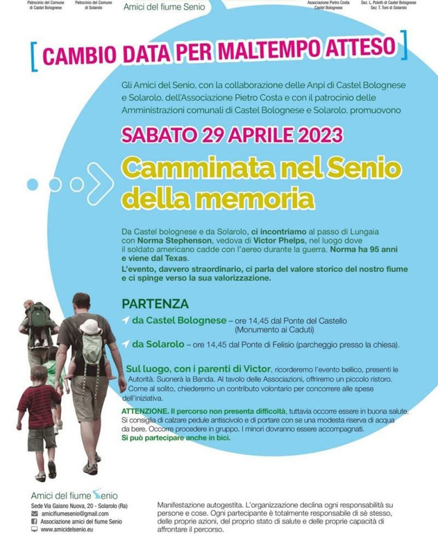 L’Associazione Amici del Fiume Senio organizza per sabato 29 aprile la Camminata nel Senio della memoria L’Associazione Amici del Fiume Senio organizza per sabato 29 aprile la Camminata nel Senio della memoria