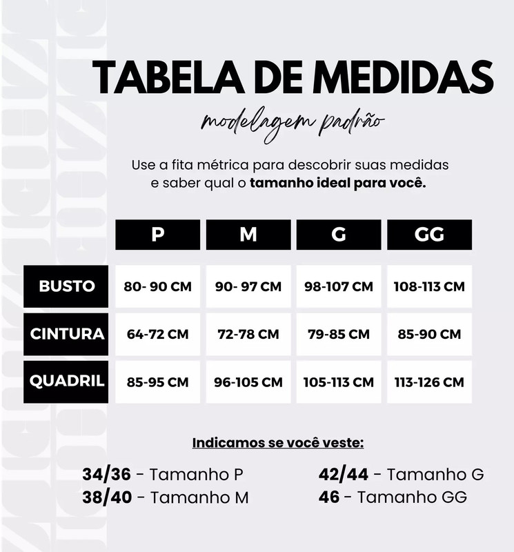 Tabela de medidas imagem 2