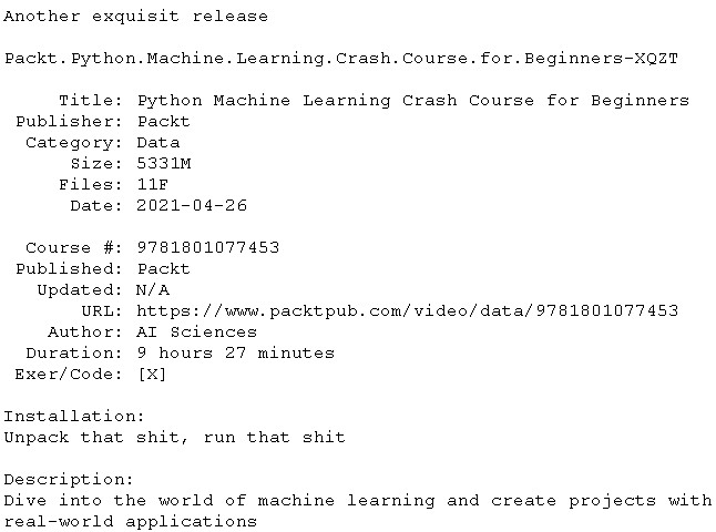 Packt Python Machine Learning Crash Course for Beginners Packt Python Machine Learning Crash Course for Beginners