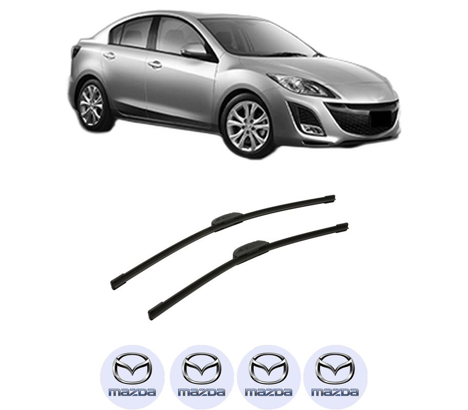 Set stergatoare auto MAZDA 3 Saloon (BL) din 2008-2014, pentru parbriz auto, 2 bucati, Bosch Aerotwin Retrofit, din cauciuc siliconat rezistent, 4 Stickere Auto MAZDA