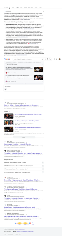 Screenshot 2026 07 18 at 11 14 12 military industrial complex and neocons Google Search