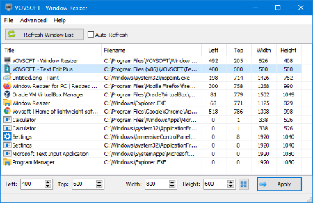 VovSoft Window Resizer 2.5.0