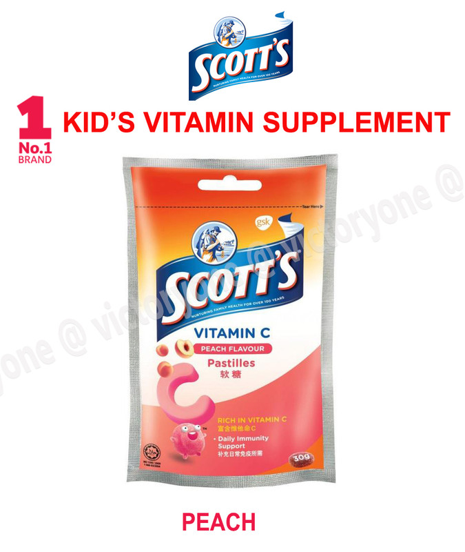 Scott's Vitamins C Pastille Supplements 30g Zipper Bag Kids Peach