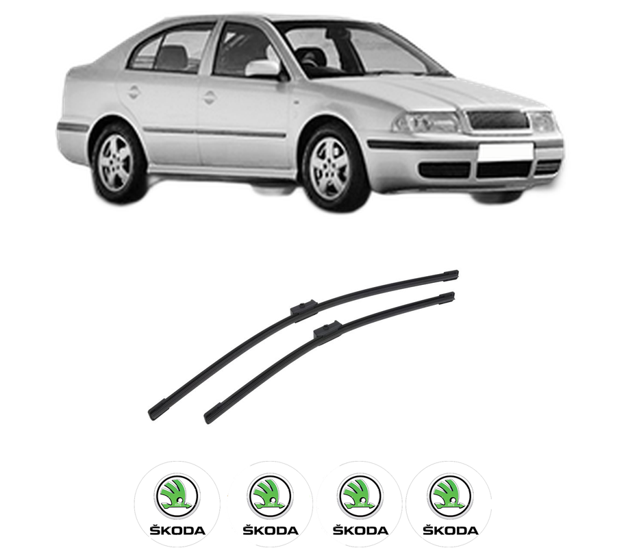 Set stergatoare auto SKODA OCTAVIA I (1U2) din 1996-2010, pentru parbriz auto, 2 bucati, Bosch Aerotwin, din cauciuc siliconat rezistent, 4 Stickere Auto SKODA