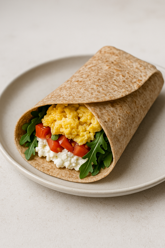 Frühstücks-Wrap mit Rührei und Hüttenkäse