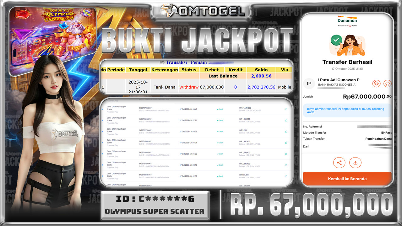 OMTOGEL JACKPOT PRAGMATIC PLAY GATES OF OLYMPUS SUPER SCATTER 67 JUTA DI BAYAR LUNAS ,-
