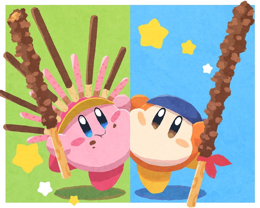 kirby-and-bandana-waddle-dee-kirby-drawn