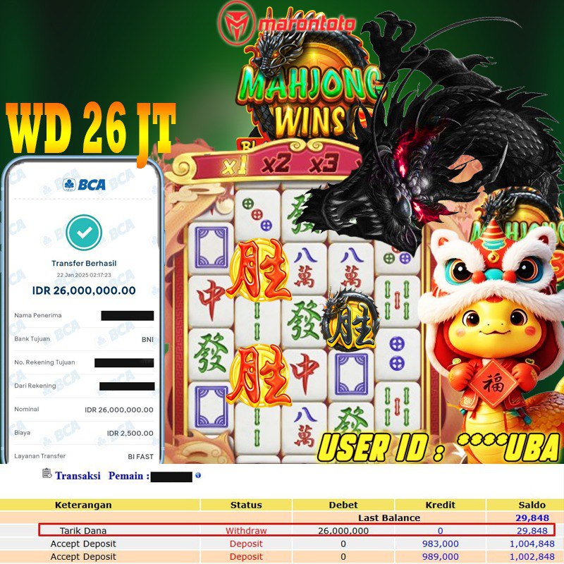 Bukti Kemenangan Member Marontoto Sebesar 9 JUTA