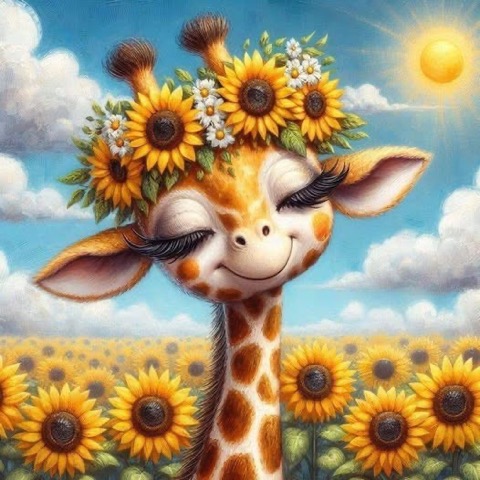 Giraffe-Sunflowers-BARBIE