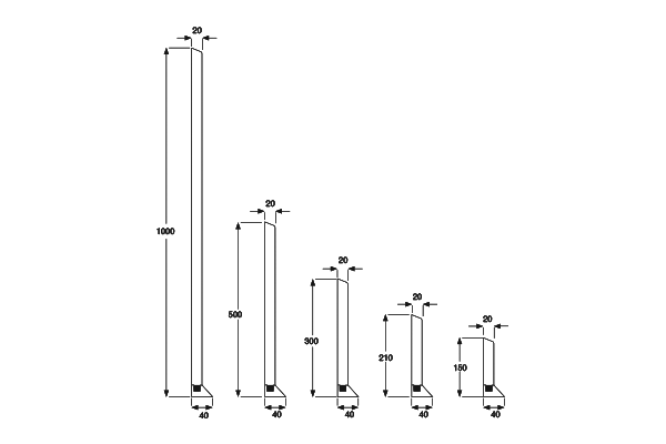 Dimensions des profilés droits