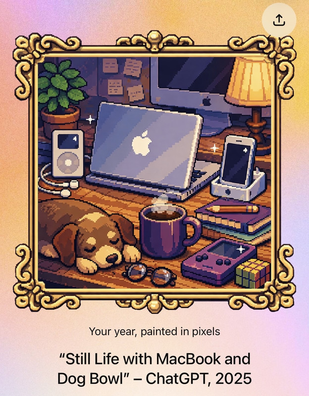 Still Life with MacBook and Dog Bowl - ChatGPT, 2025