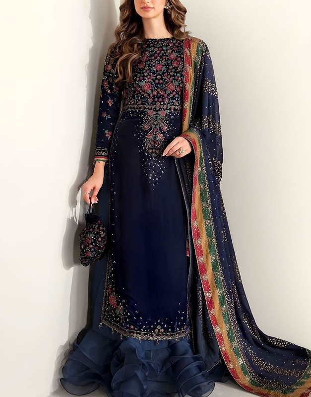 Luxury Heavy Embroidered Velvet Dress with Emb. Chiffon Dupatta 2026