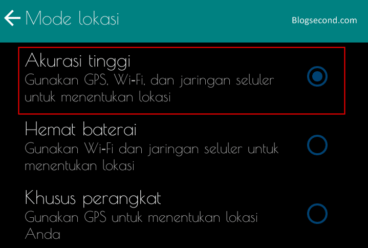 Mengatur Lokasi Sebagai Akurasi Tinggi di Android