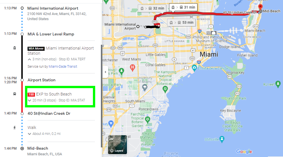 Miami Beach Airport Express (línea 150) - Foro Florida y Sudeste de USA