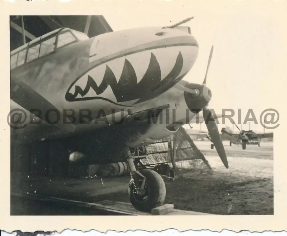 R39 Foto Messerschmitt Me 110 Zerstörergeschwader 76 ZG76 Haifischmaul-Bemalung (1)