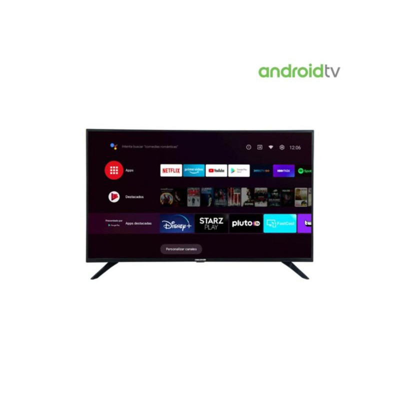 <p>Televisor Android Smart TV de 40" (101 cm) FHD, TDT, con sistema operativo Android, acceso directo desde desde control a NETFLIX, AMAZON PRIME VIDEO, YOUTUBE. BLUETOOTH de salida de audio y soporte de pared fijo.</p><p><b>CARACTERISITCAS TECNICAS</b></p><p>•	Tamaño de pantalla (pulgadas): 40</p><p>•	Smart: Sí</p><p>•	Resolución: Full HD</p><p>•	Garantía: 1 Año</p><p>•	Entrada USB: Sí</p><p>•	Salidas de audio: SPDIF, Audífonos</p><p>•	Potencia de sonido (Watts): 8W X 2</p><p>•	Dimensiones del producto (cm): Con Base:89.3 cm x 55.8 cm x 23.1 cm Sin Base: 89.3 cm x 51 cm x 9.5 cm (Largo x Alto x Ancho)</p><p>•	Dimensiones de empaque (cm): 102.5cm X 60.5 cm X 13.5 cm (Largo x Alto x Ancho)</p><p>•	Peso flete (Kg): 8,2</p><p>•	Peso real (Kg): 5,6</p><p>•	Conexión Bluetooth: Si</p><p>•	Entradas HDMI: 2</p><p>•	Entrada de video compuesto: Sí</p><p>•	Potencia de consumo (Watt): 70</p><p>•	Sintonizador de televisión digital terrestre (TDT): Sí</p><p>•	Subtítulos (TDT): Sí</p><p>•	Ecualizador de sonido: Sí</p><p>•	Tensión Eléctrica (Voltios): 120</p>