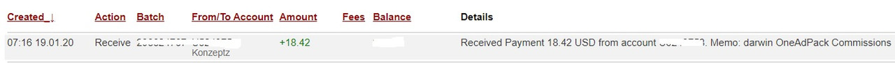 4th payment from Oneadpack ( 18,42$ ) Oneadpackpayment