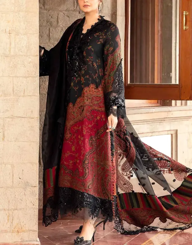 Trendy Embroidered Lawn Dress with Chiffon Dupatta