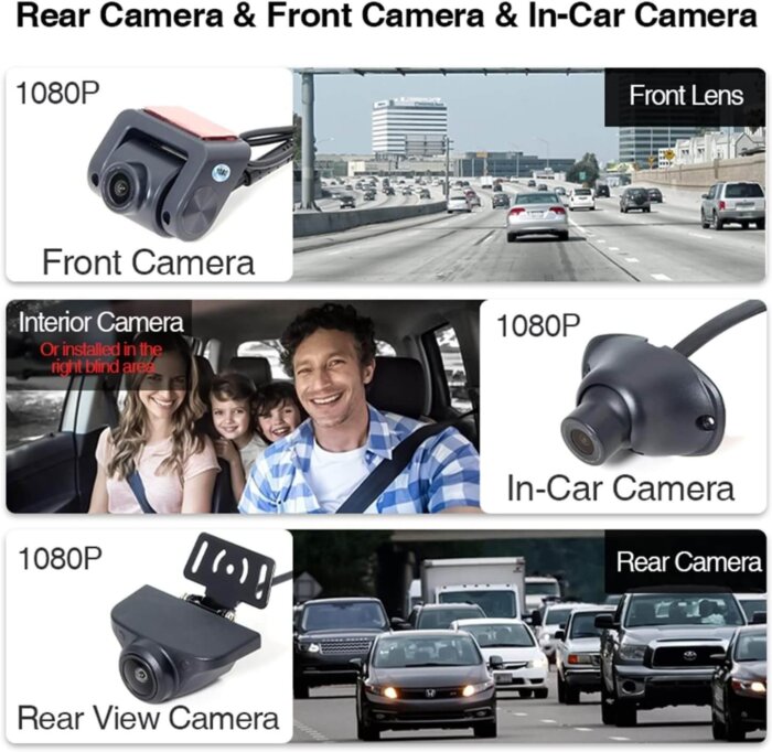 Un espejo retrovisor con pantalla mostrando la interfaz de Android Auto o CarPlay de forma inalámbrica.