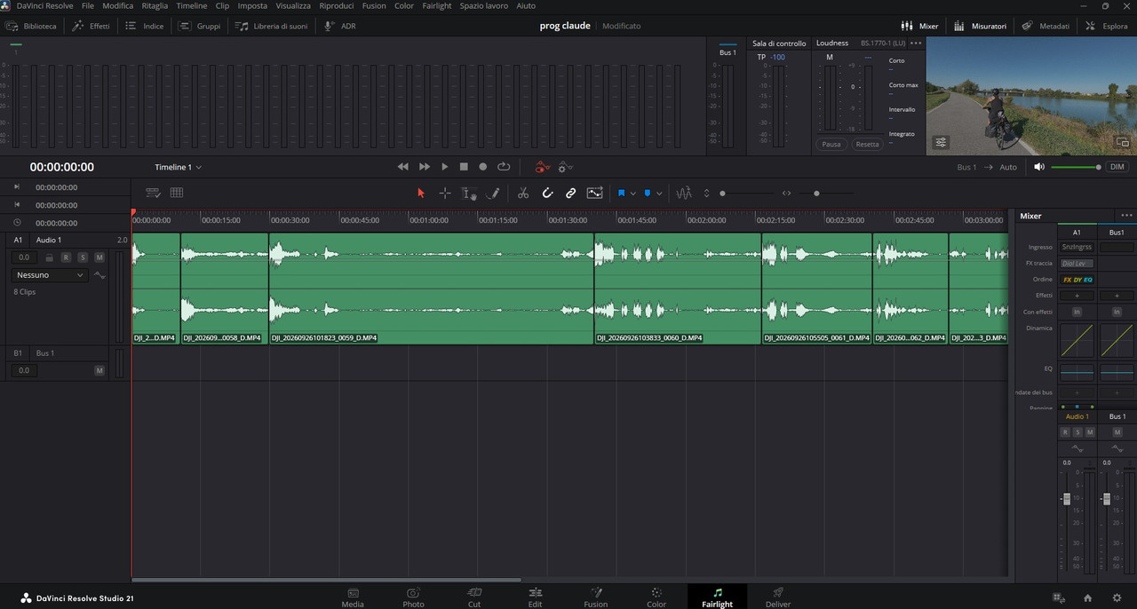 Pagina Fairlight DaVinci Resolve