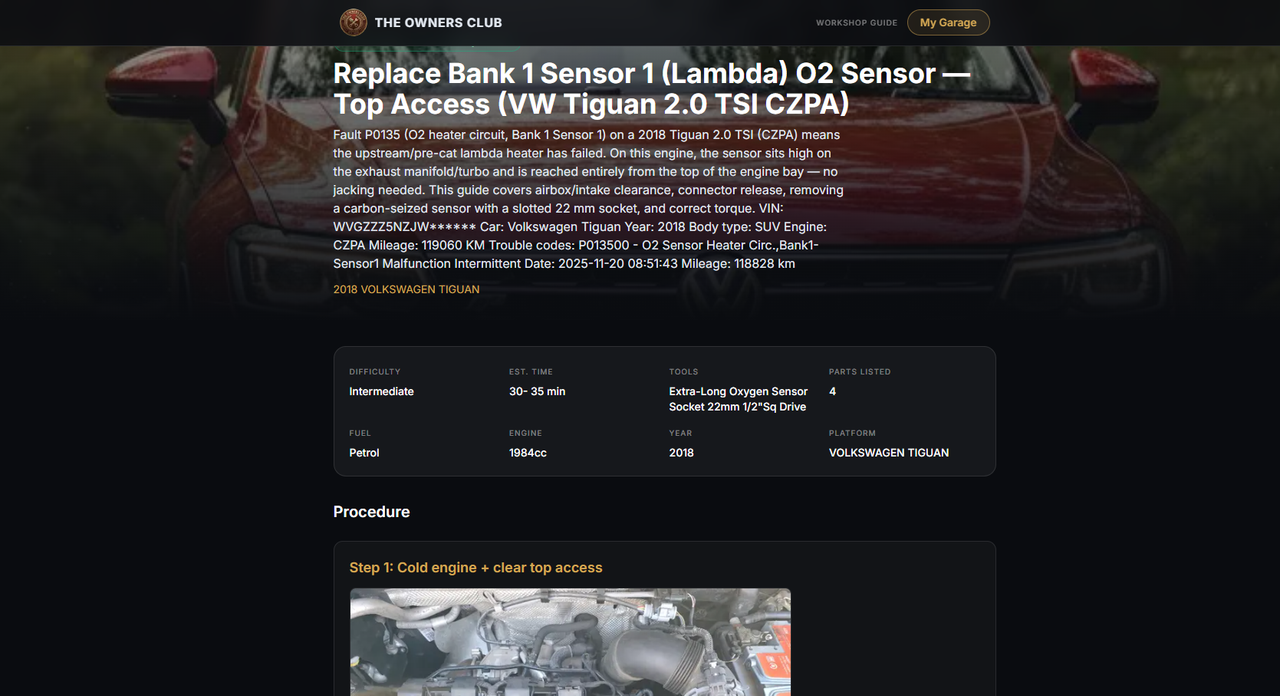 Guide Oxygen sensor