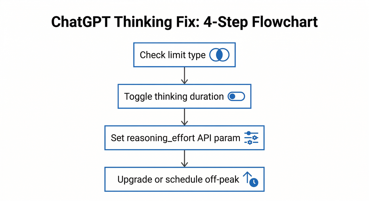 ChatGPT thinking limit fix — 4-step flowchart