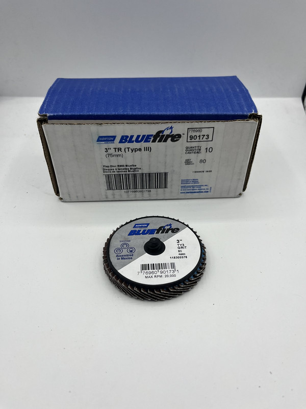 LOT OF 10 NORTON BLUEFIRE 90173 3" 75MM FLAP DISC R860