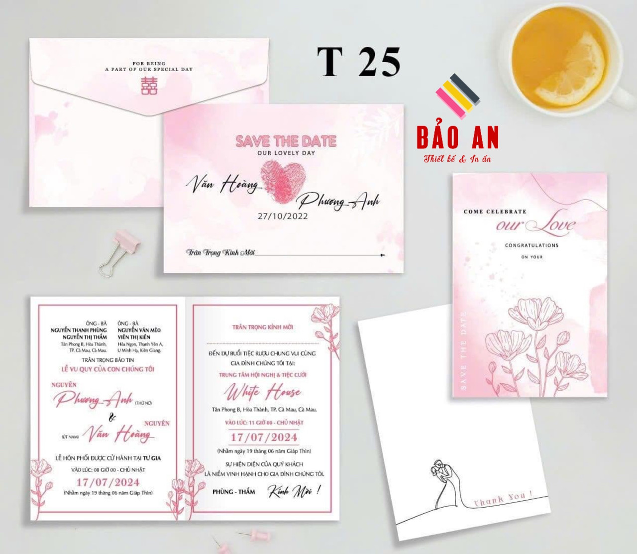 Thiệp tim vân tay hồng pastel (T25)