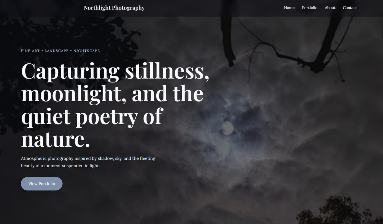 Nightlight Photography website preview