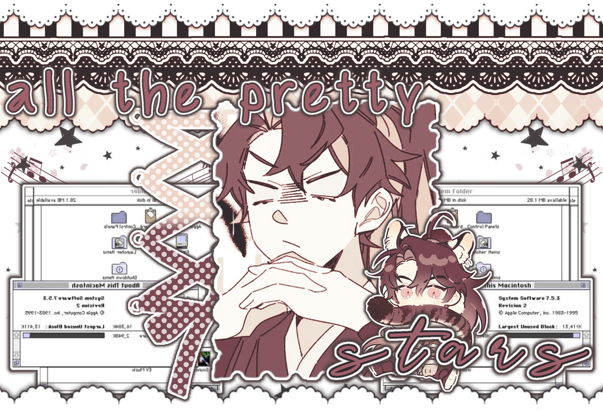 " all the pretty stars " || ac is @alanfm147 and @G4Eb0b on twt - graphic by infectedrpd on tumblr