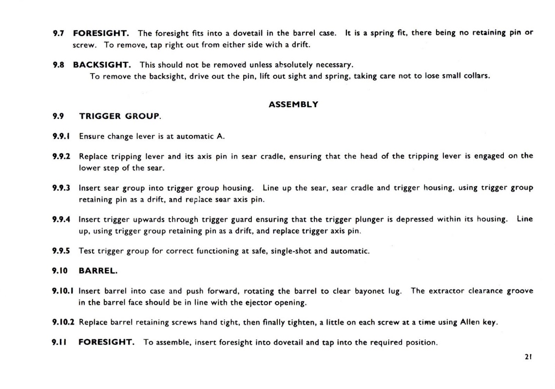 Sterling sub-machine gun user handbook 21
