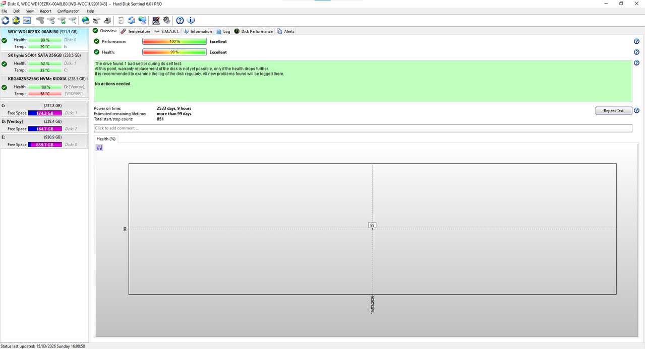 WD Green 3 5 1TB 01 WCC1U2901043 99