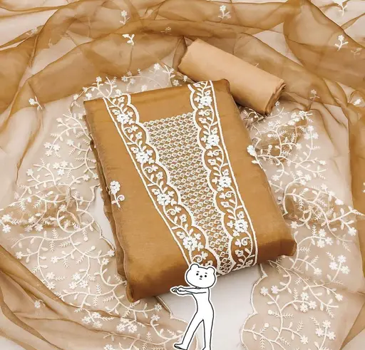 Women Mustad Embroidered Organza Suits & Dress Materials
(R117)