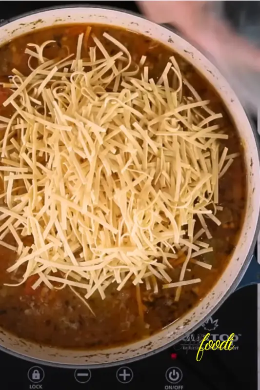 Adding noodles