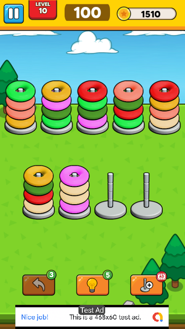 Hoop Color Sort - Puzzle Game Android Studio Project with AdMob Ads + Ready to Publish