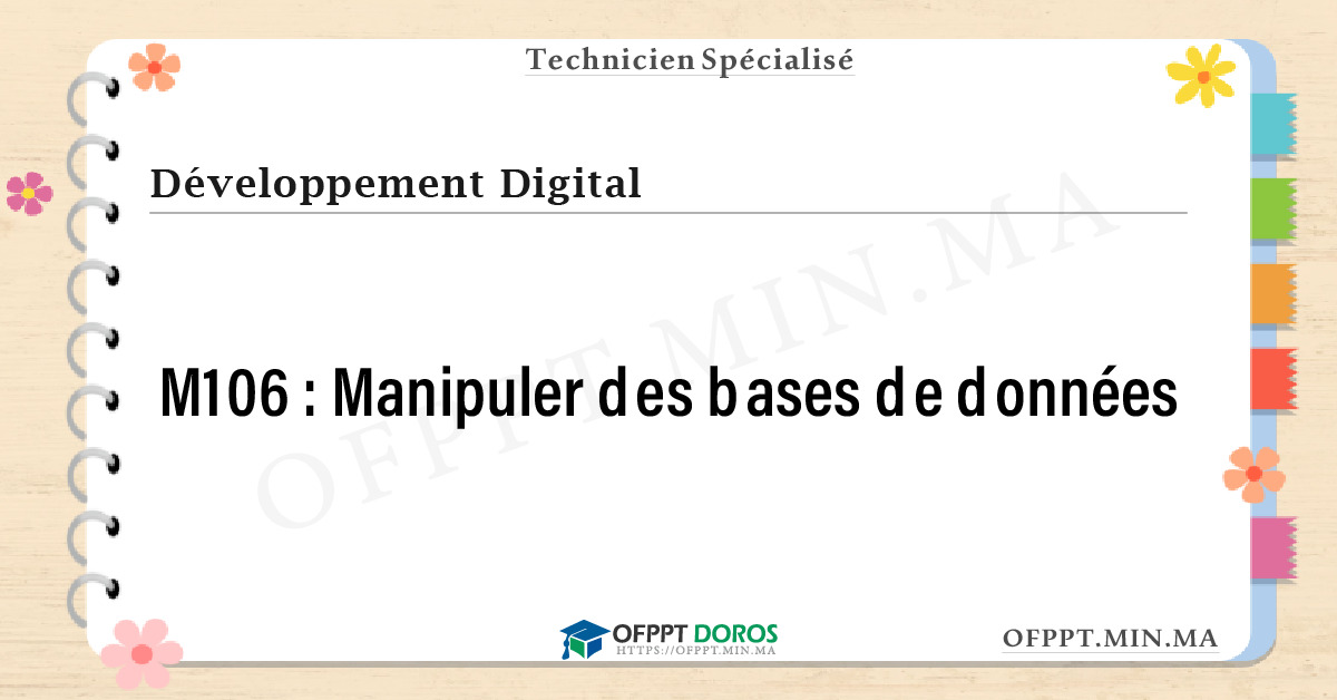 Sommaire détaillé du cours Manipuler des bases de données M106 OFPPT - Structure du module