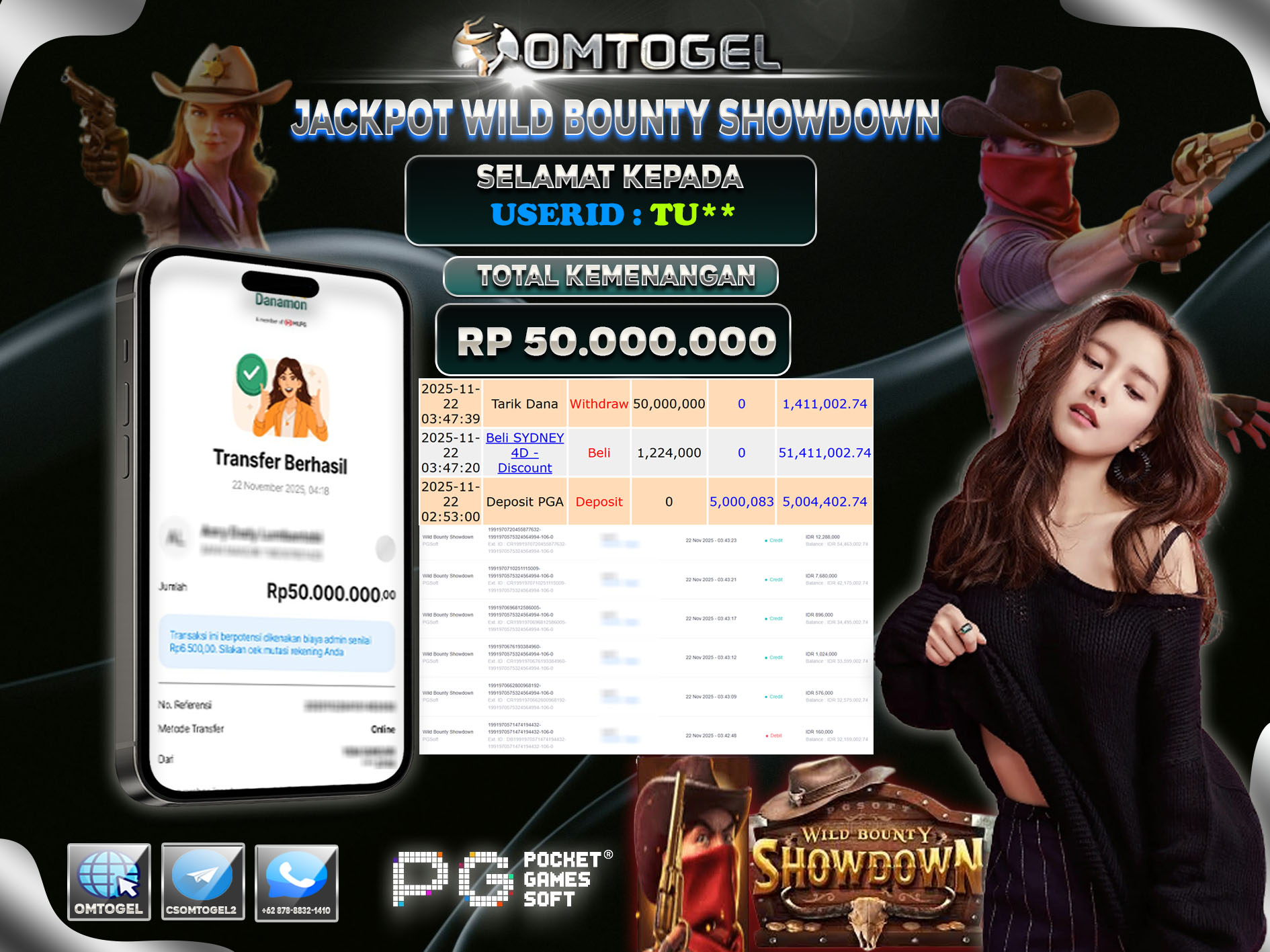 OMTOGEL JACKPOT PGSOFT WILD BOUNTY SHOWDOWN ,50 JUTA DI BAYAR LUNAS ,-