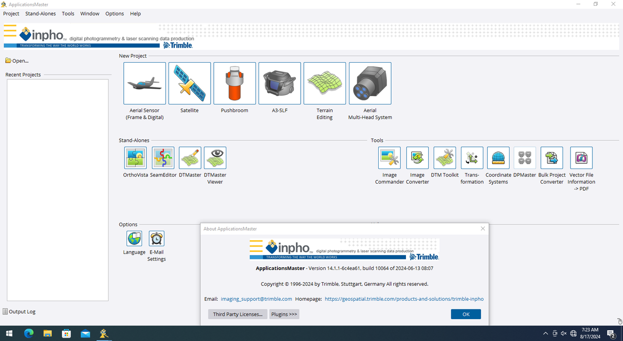 Working with Trimble Inpho Photogrammetry 14.1.1 full license