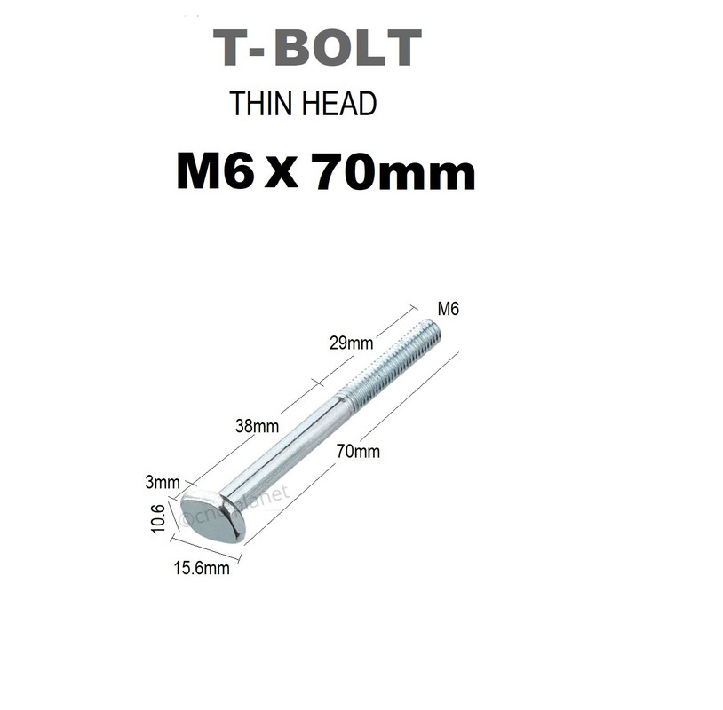 TSlot M6 x 70mm T Bolt Screw TSlider Bolt Thin Head Woodworking Non