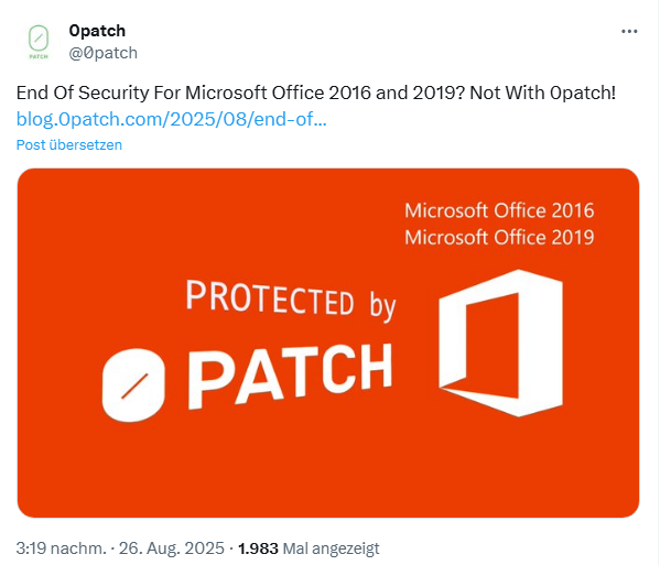 0Patch secures Office 2016/2019