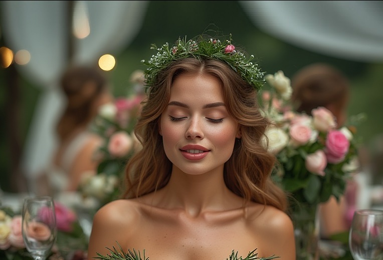 Garden wedding wom dreaming Brown hair 0 01